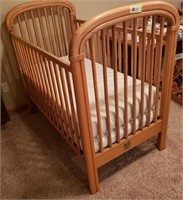 OAK BABY CRIB, 54"W X 30"D X 49"H