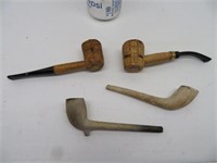 4 clay and corn cob pipes