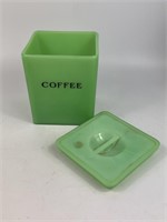 Vntg Jadeite Jeanette Coffee Canister w/Floral Lid