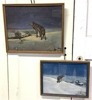 Two Vintage Prints of Wolves