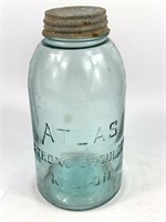 Vintage Half Gallon Blue Atlas Jar