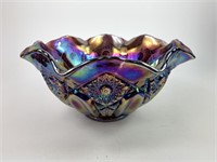 Large Amethyst Carnival Glass Bowl