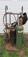 Acetylene torch set with cart, tanks and regulator