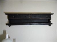 Pine wall shelf with quilt holder and drawers 45