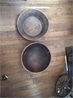 2 large wood bowls 18 and17 inchers