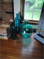 3 pc green glass large