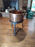 Picking and co copper kettle on stand. Dovetailed