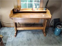 Homemade carvers bench with light
