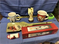Christmas Lot - Mugs, Angel, Coal Shovel, Mailbox,