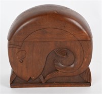 CARVED WOOD WHALE CIGARETTE CASE