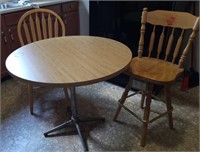 35" diameter table w/ 1 chair  & bar stool