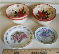 Christmas bowls & Avon plate