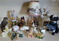 Animal figurines & dog lamp