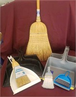 New straw broom, wisk brooms & dust pans