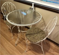 Round Glass Top Table & Chairs