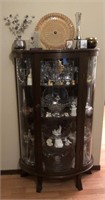 Curved Front Curio Cabinet & Contents
