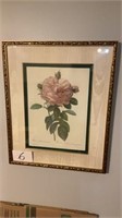 Framed rose picture 28.5 inches tall, 23.5 wide