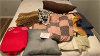Misc pillows, blankets , crochet blanket