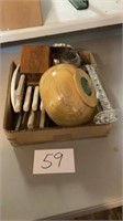 Knife set (missing a couple) wood bowl ,