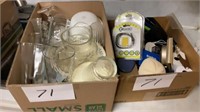 Misc vases, bowls, glasses, office supplies,