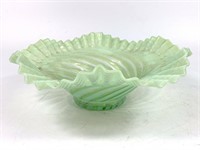 Pale Green Opalescent Stripe Glass Bowl