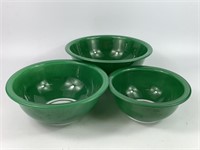 Pyrex Green Fired On Color Nesting Bowls