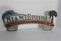 MIAMI SPRINGS FL METAL LICENSE PLATE TOPPER