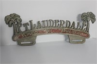 FT LAUDERDALE LICENSE PLATE METAL TOPPER