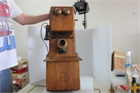 ANTIQUE EUREKA COMMERCIAL WOODEN WALL PHONE