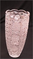 Highly cut 15" glass vase