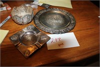 3 PIECES UNMARKED, PROBABLY PLATED,
