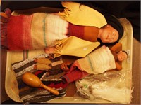 Three Native American dolls including 17 1/2"