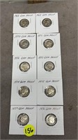 1968-1977 EARLY DATE GEM PROOF DIMES