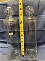 Two Glass Cannisters with Lids