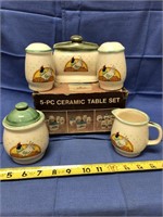 Five Piece Ceramic Serving Set with Rooster