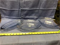 Clear Blue Glass Depression Style - 2 Bowls & Tray