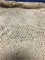 Crocheted Ecru Tablecloth / Topper 42”x42”