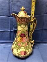 Porcelain Flowered Pitcher with Lid