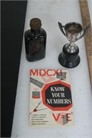 Vintage ink bottle and Know your Numbers book