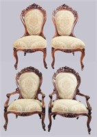 John Henry Belter Parlor set of 4 carved chairs