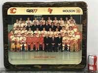 Calgary Flames 1986-87 poster mounted on wood