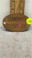 3.5 IN VINTAGE BRASS STANDARD STOVE OIL TAG