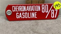 5IN PORCELAIN CHEVRON AVIATION GASOLINE 80/87 TAG