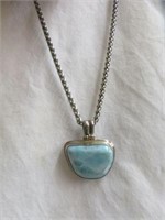 STERLING SILVER BLUE STONE NECKLACE 18"