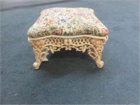 VINTAGE STYLE IRON AND TAPESTRY FOOTSTOOL