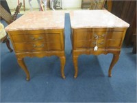 PAIR FRENCH STYLE MARBLE TOP TABLES