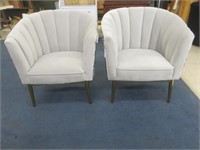 PAIR MID CENTURY MODERN UPHOLSTERED PARLOR
