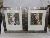 PAIR FRAMED MODERN ABSTRACT LITHOGRAPHS