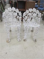 PAIR VINTAGE CAST IRON PATIO CHAIRS