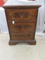 ANTIQUE FRENCH STYLE INLAID THREE DRAWER CHEST